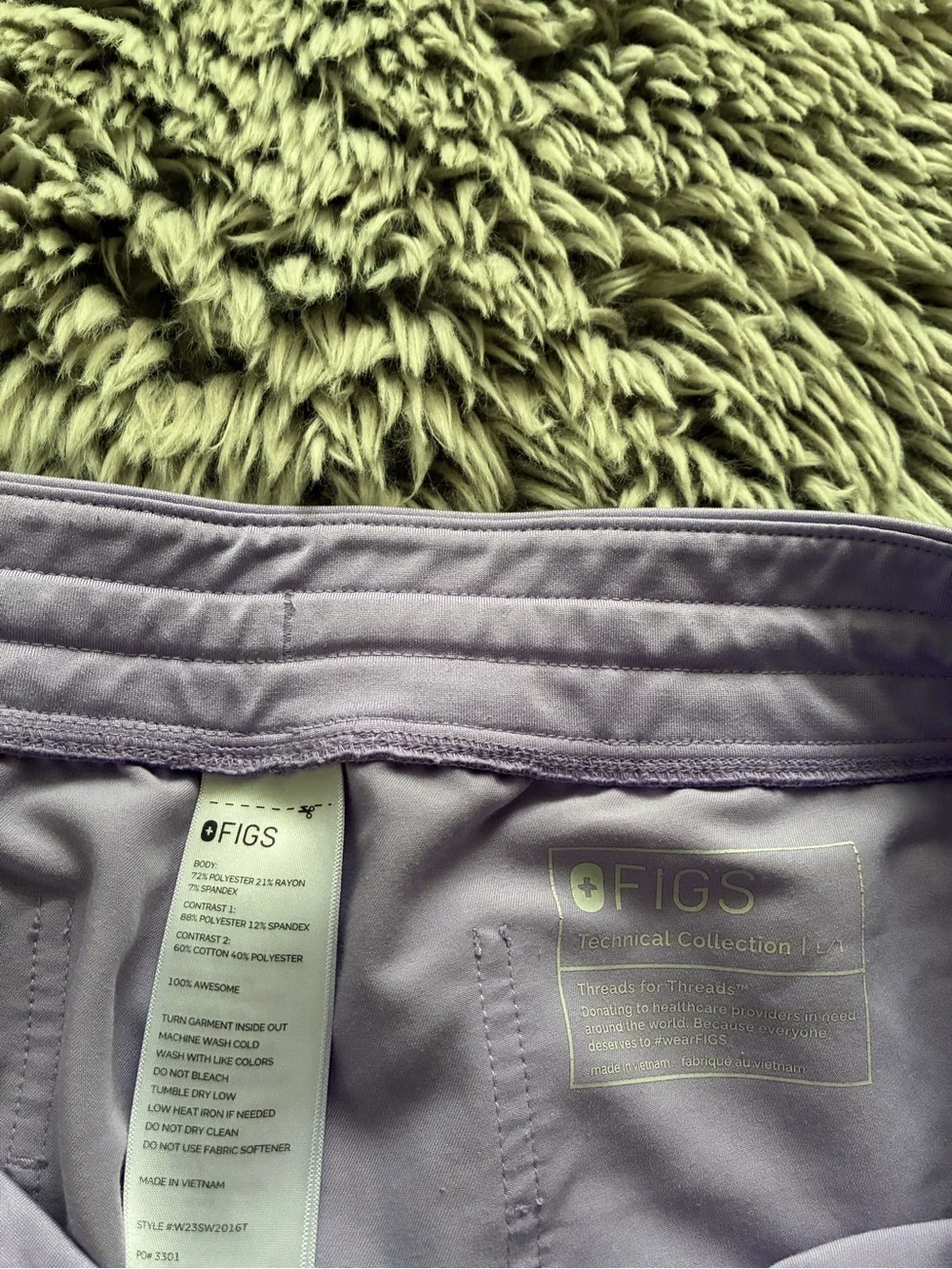 Figs Large/Tall purple Joggers with Neon Yellow Drawstrin